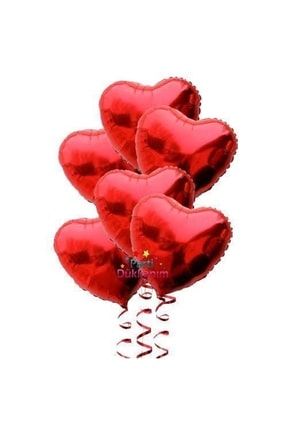 Kırmızı Renk Kalp Folyo Balon 10 Adet- 25 Cm