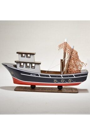 Ahşap Karadeniz Balıkçı Gemi Modeli - Ağaç Tekne Kayık Kotra Maketi