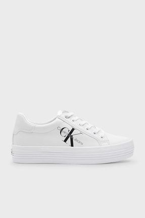 Beyaz - Logolu Deri Sneaker Ayakkabı Ayakkabı Yw0yw00847 Yaf