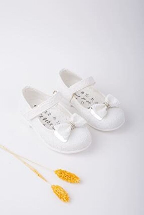Aymeravm Kız Bebek Beyaz Fiyonklu Ayakkabı 1