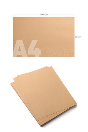 A4 Kraft Kağıt 100 Adet 90gr - Kahverengi / Eskitme / Saman / Ambalaj Kağıdı