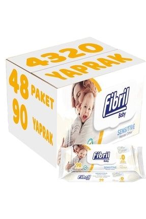 Islak Havlu Mendil 90 Yaprak Baby Sensitive Plastik Kapaklı (48 Li Set) 4320 Yaprak