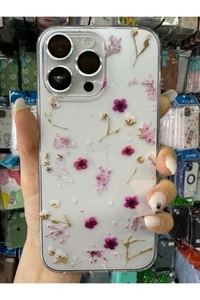 Iphone 14 Promax Mor Çiçek Tasarımlı Kılıf
