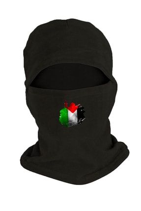 Filistin Baskılı Kışlık Polar Kar Maskesi Siyah Bll2283