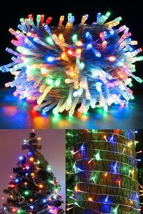 Rengarenk Yılbaşı Çam Ağacı Işığı 10 Metre Fişli Led Rgb Dekor Lambası Lambaları Işık yilbasisusrgb
