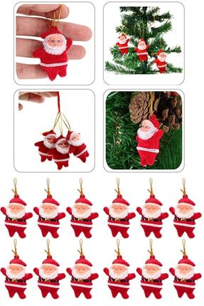 12 Li Noel Baba Figürlü Yılbaşı Çam Ağacı Süs Seti Noel Adam Yeni Yıl Ipli Ağaç Süsü tyk021120201250