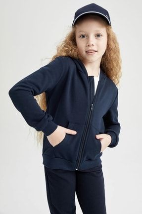Kız Çocuk Kapüşonlu Fermuarlı Basic Sweatshirt Z9897a622au