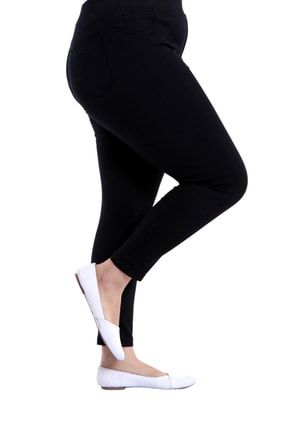 Kadın Kot Pantolon Toparlayıcı Full Likra Beli Lastikli Yüksek Bel Büyük / Küçük Beden - Siyah
