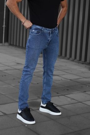 Erkek Mavi Slim Fit Jeans