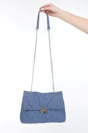 Icone Bag Icone Kadin V Kapitoneli Denim Kot Indigo Mavi Zincirli Ve Tokali Omuz Cantasi Mavi Fiyati Yorumlari Trendyol