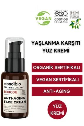 Organik Yaşlanma Kırışıklık Karşıtı Yüz Kremi - Roucou Anti Aging Yüz Kremi - Vegan 50 ml