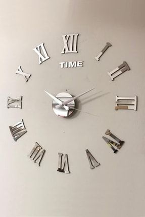 Time Collection 3d Roma Rakamlı Duvar Saati (GÜMÜŞ)