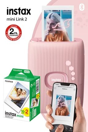 Instax Mini Link 2 Toz Pembe Akıllı Telefon Yazıcısı Ve 20'li Mini Film