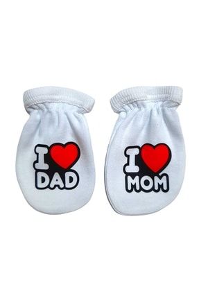 I Love Mom & Dad Baskılı Bebek Eldiveni