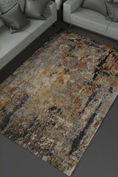 kulelistore tarcin gri kaymaz taban dekoratif baskili hali kilim deri taban modern vintage kaydirmaz hali fiyati yorumlari trendyol