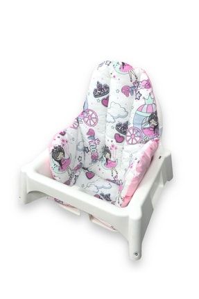 Pamuklu Bebek Çocuk Mama Sandalyesi Minderi Prenses Pembe Yıldızlı 70