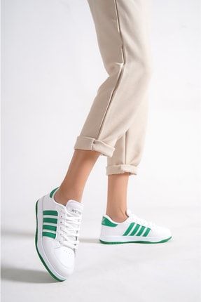 Yeşil - Kadın Wyns Düz Taban Bağıcıklı Günlük Sneaker Spor Ayakkabı Wsb0362