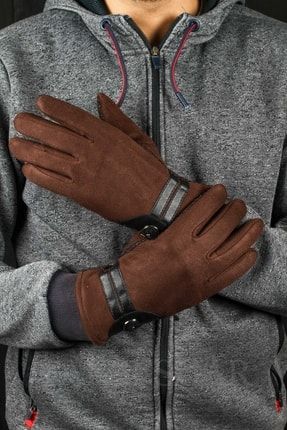 Erkek Eldiven Penye Avuç Içi Kaymaz Düğme Modelli Dokunmatik Ekran Özellikli