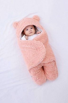 Yeni Doğan 0-6 Ay Bebek Dış Kundak Uyku Tulumu Wellsoft Peluş Kapüşonlu Sarma Battaniye YGTDSKNDK01