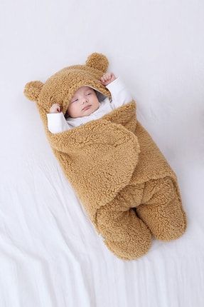Nesli Yeni Doğan 0-6 Ay Bebek Dış Kundak Uyku Tulumu Wellsoft Peluş Kapüşonlu Sarma Battaniye YGTDSKNDK01