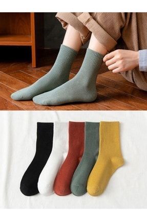 Unisex Renkli 5 Çift Kolej Çorap Seti