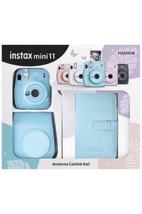 İnstax Mini 11 Şipşak Dijital Fotoğraf Makineleri Mavi + Laporta Albümü Hediyeli