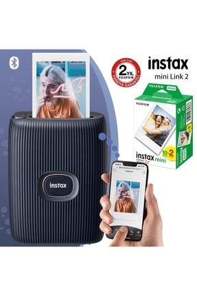 Instax Mini Link 2 Uzay Mavisi Akıllı Telefon Yazıcısı Ve 20'li Mini Film