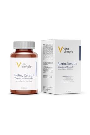 Biotin, Keratin, Vitamin Ve Mineraller Içeren Takviye Edici Gıda 30 Tablet
