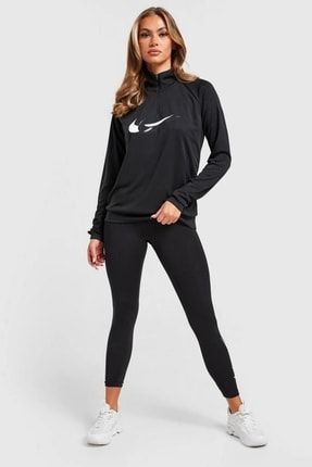 Nike Air Women's Running Mid Layer 1/4 Zip 1/4 Fermuar Siyah Koşu