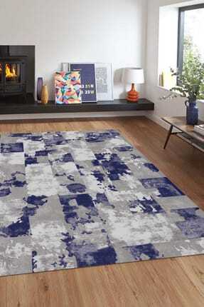 decoplus 150x233 cm dijital baskili lastikli hali ortusu mn23 gri lacivert fiyati yorumlari trendyol