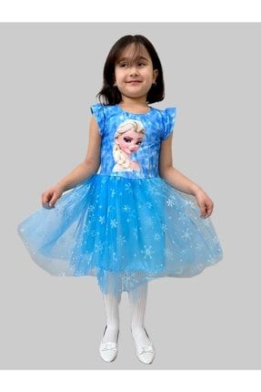 Çocuk Frozen Elsa Mavi Elbise