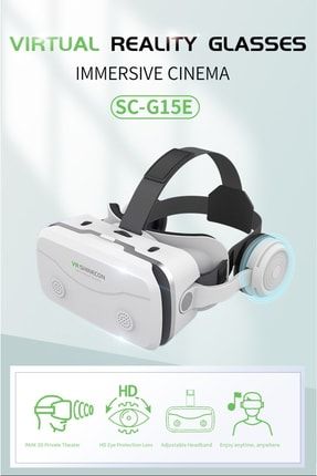 G15e Vr Gözlük Kulaklık Ile 3d Sanal Gerçeklik Gözlükleri 4.5-7.0 Inç Cep Telefonu Için Uyumlu