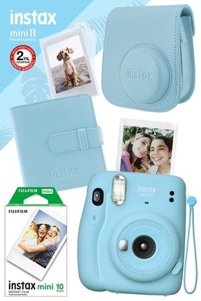 Instax Mini 11 Mavi Fotoğraf Makinesi Ve Kare Albümlü Hediye Seti 22