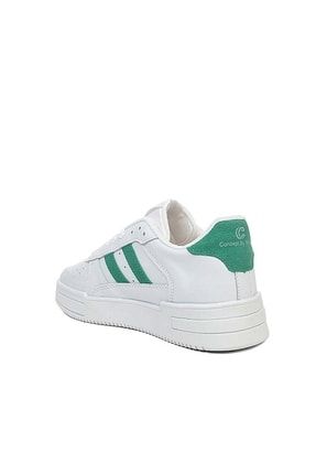 Beyaz-yeşil Çizgili Deri Spor Ayakkabı - Beyaz-yeşil - 39 - St00858-beyaz-yeşil-39