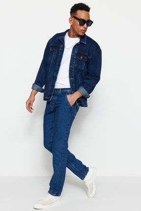 Erkek Indigo Straight Fit Jeans TMNAW23JE00004