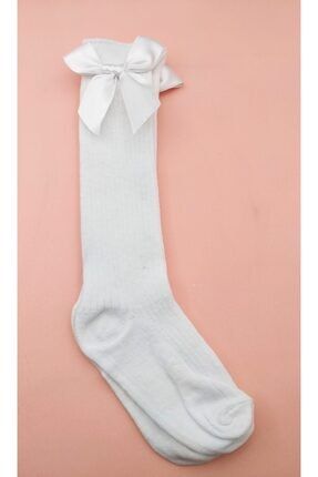 Kız Bebek Beyaz Çorap Diz Altı Çorap