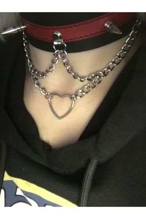 Fugusugu Red Black Two Spikes Gothic Choker