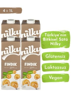 Fındık Sütü Glütensiz Bitkisel Bazlı Laktosuz Vegan 4x1 Lt