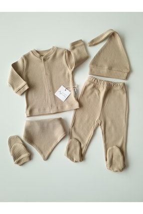 5 Parça Erkek Bebek Hastane Çıkışı Seti Yenidoğan Bebek Kıyafeti Zıbın Takımı