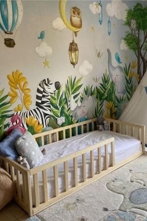 Montessori Bebek Ve Çocuk Karyolası Unisex Doğal Ahşap Yatak