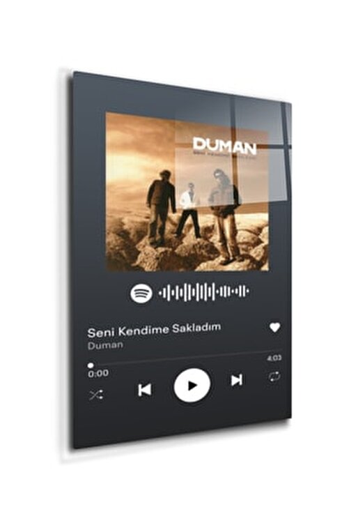 decorita spotify barkodlu cam tablo duman seni kendime sakladim 30cm x 40cm fiyati yorumlari trendyol