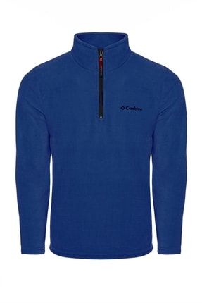 Erkek Polar Indigo Renk Yarım Fermuarlı Bato Yaka Outdoor Polar