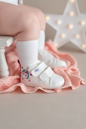 Unicorn Kız Bebek Cırt Cırlı Patik Ilk Adım Ayakkabısı