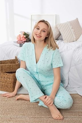 Aydoğan Polka Dot Frilly Women's Maternity Pajama Set - Trendyol