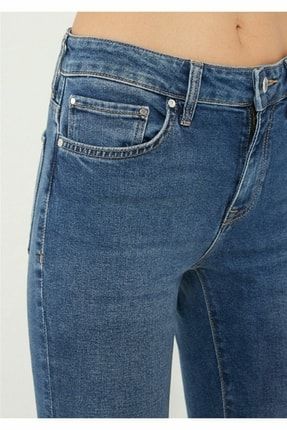 Kadın Mavi Yüksel Bel Dar Paça Skinny Likralı Kot Pantalon