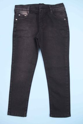 Likralı Belden Ayarlamalı Slim Fit Siyah Erkek Çocuk Denim Jeans Kot Pantalon