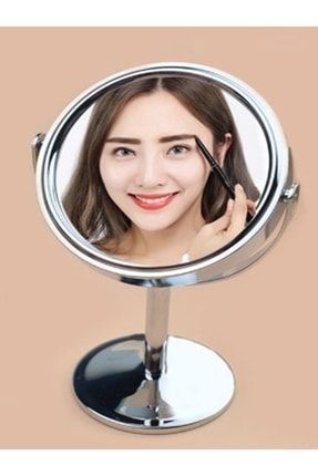 Metal Ayaklı Ayna Mini Boy Krom Kaplama 5x Büyüteçli Masa Aynası Dekoratif Ayna Çift Taraflı