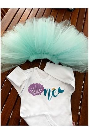 1 Yaş Doğum Günü Kıyafeti, Mint Deniz Kızı Tütü Etek Kız Çoçuk Deniz Kızı Kostüm Zıbın