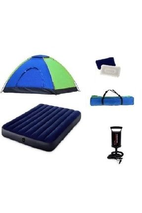 6 Kişilik Kamp Çadırı Seti Çadır+ Şişme Yatak + 2 Yastık + Pompa