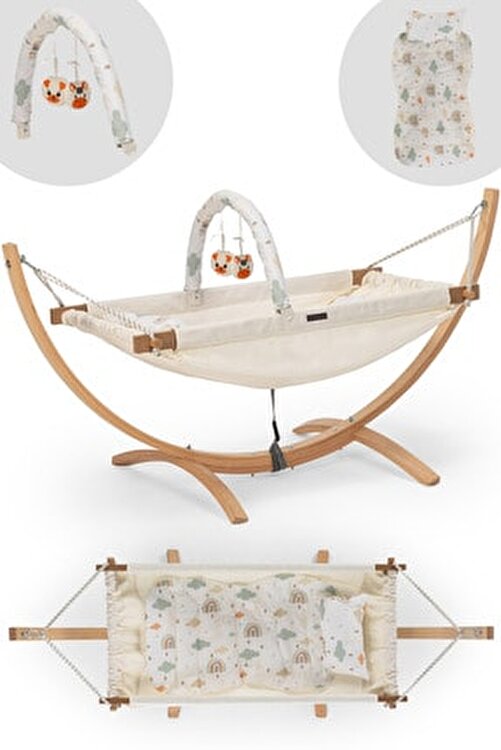 Elele Besik Oyuncakli Ve Minderli Krem Ahsap Bebek Hamak Fiyati Yorumlari Trendyol
